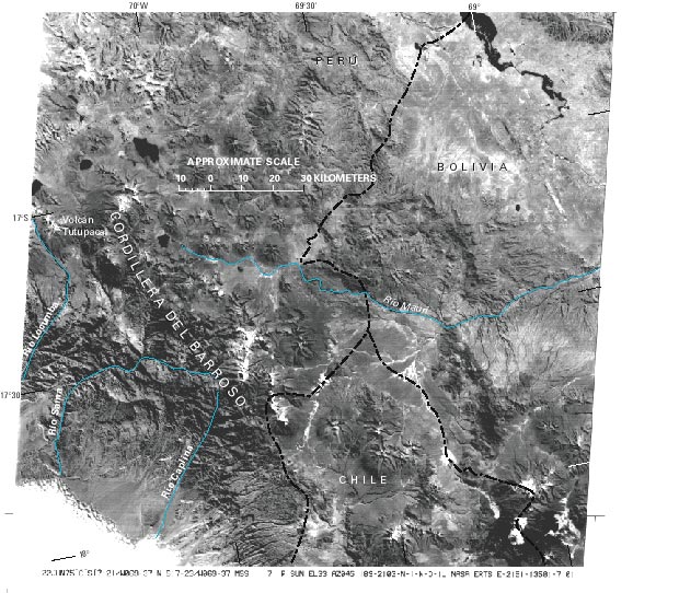 Image Landsat de la Cordillère de Barroso