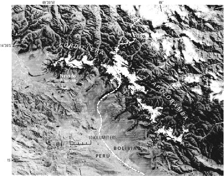 Image Landsat de la Cordillère Apolobamba
